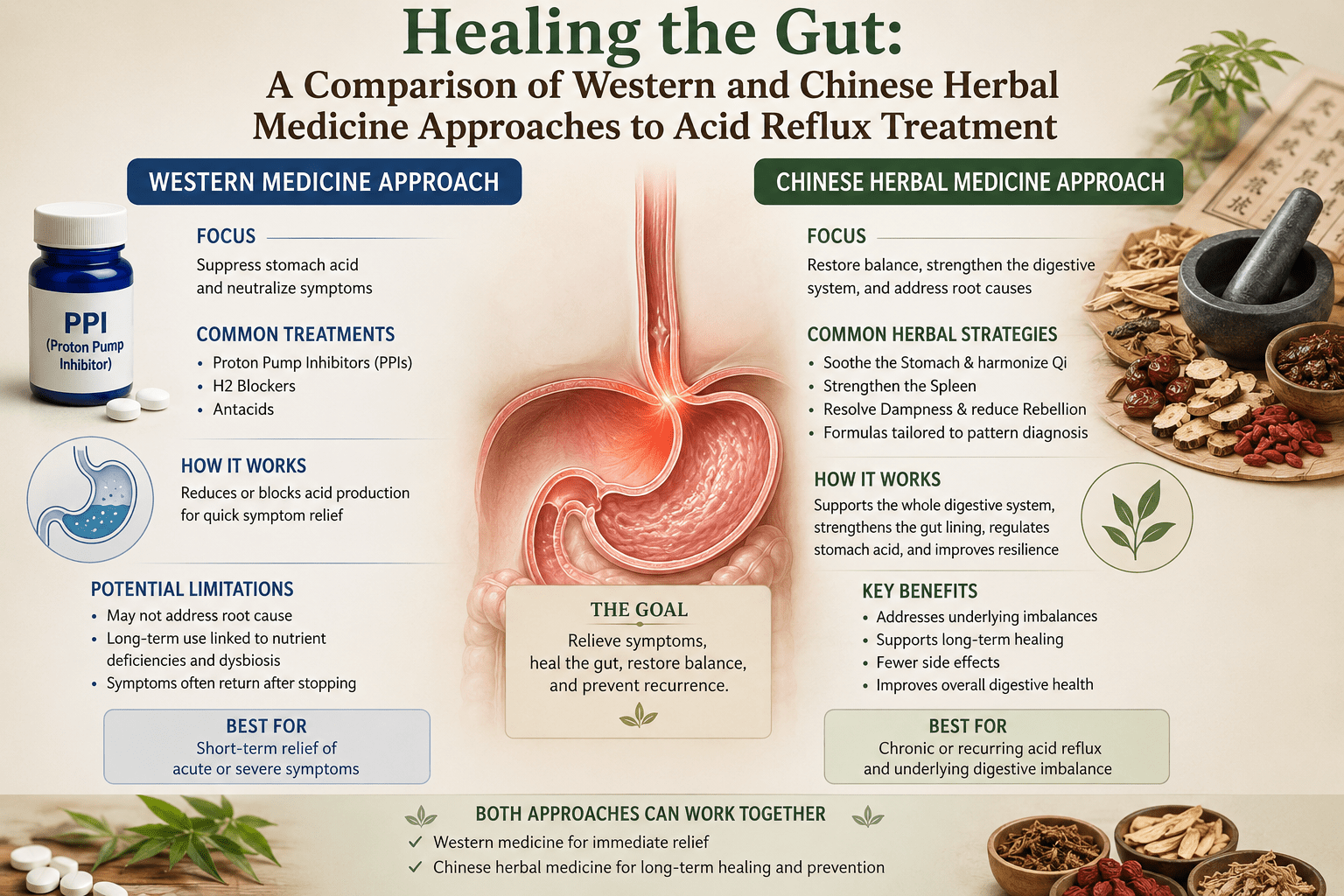 Healing the Gut: A Comparison of Western and Chinese Herbal Medicine Approaches to Acid Reflux Treatment