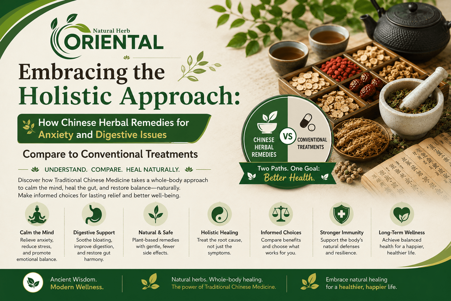 Embracing the Holistic Approach: How Chinese Herbal Remedies for Anxiety and Digestive Issues Compare to Conventional Treatments